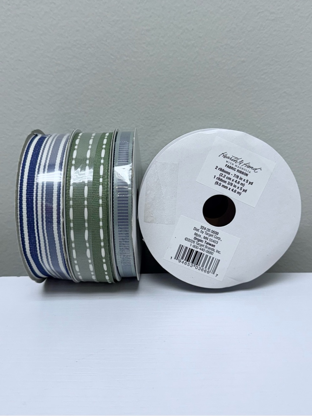 New! 2 Sets (6 rolls) of Gifting Ribbon Blue/Green - Hearth & Hand with Magnolia